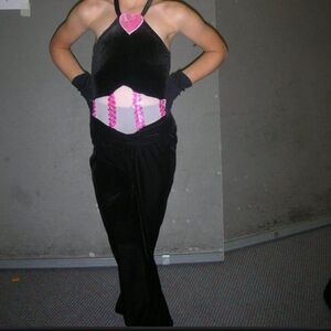 Wolff Fording Black Pink Velvet Dance Costume Heart - Intermediate Child